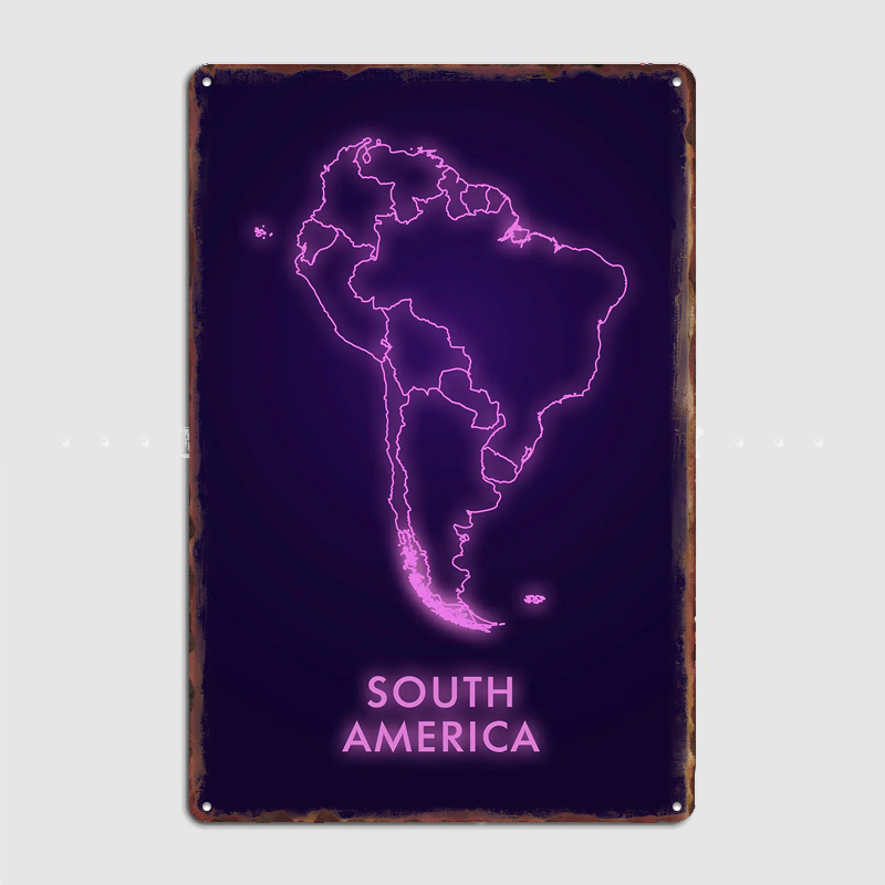 Peta Neon Amerika Selatan Tand - Custom Map Poster ulasan dan harga