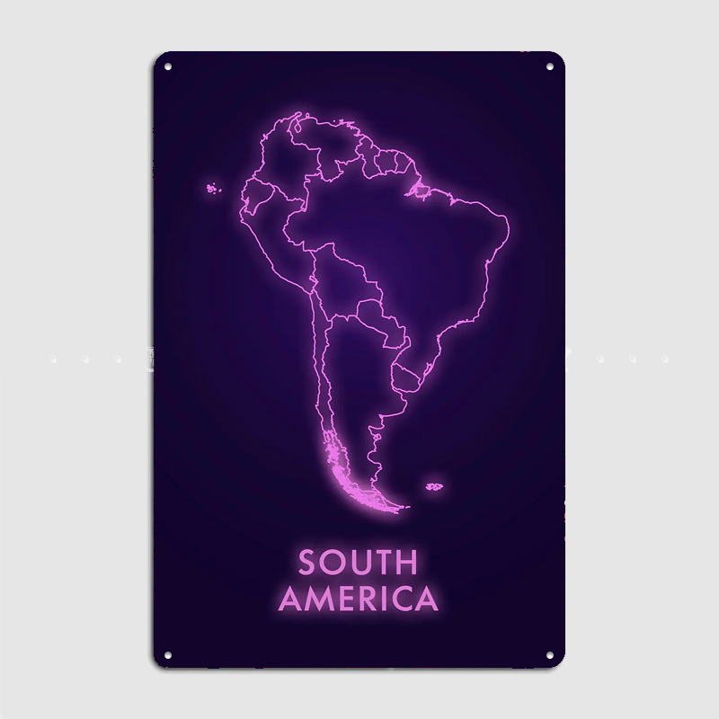 Peta Neon Amerika Selatan Tand - Custom Map Poster ulasan dan harga