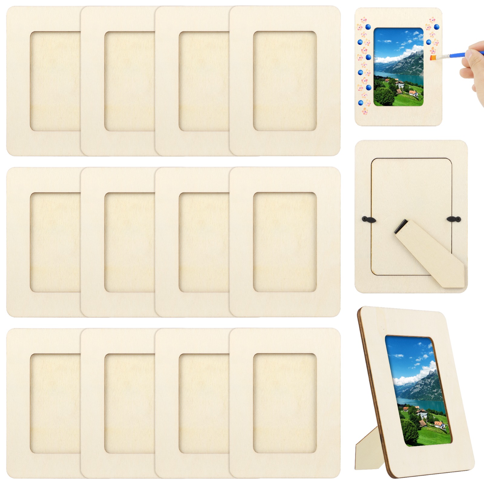 12 Buah/Set Bingkai Foto Kayu  - Engraved Wood Frame ulasan dan harga